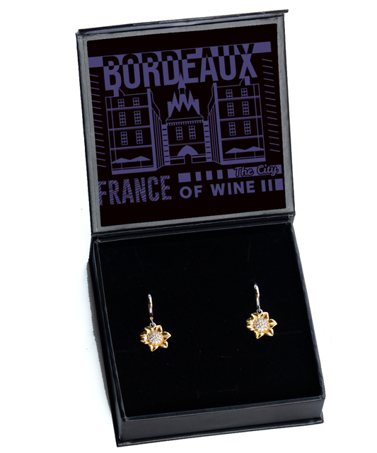 Bordeaux,  Sunflower Earrings. Model 60083