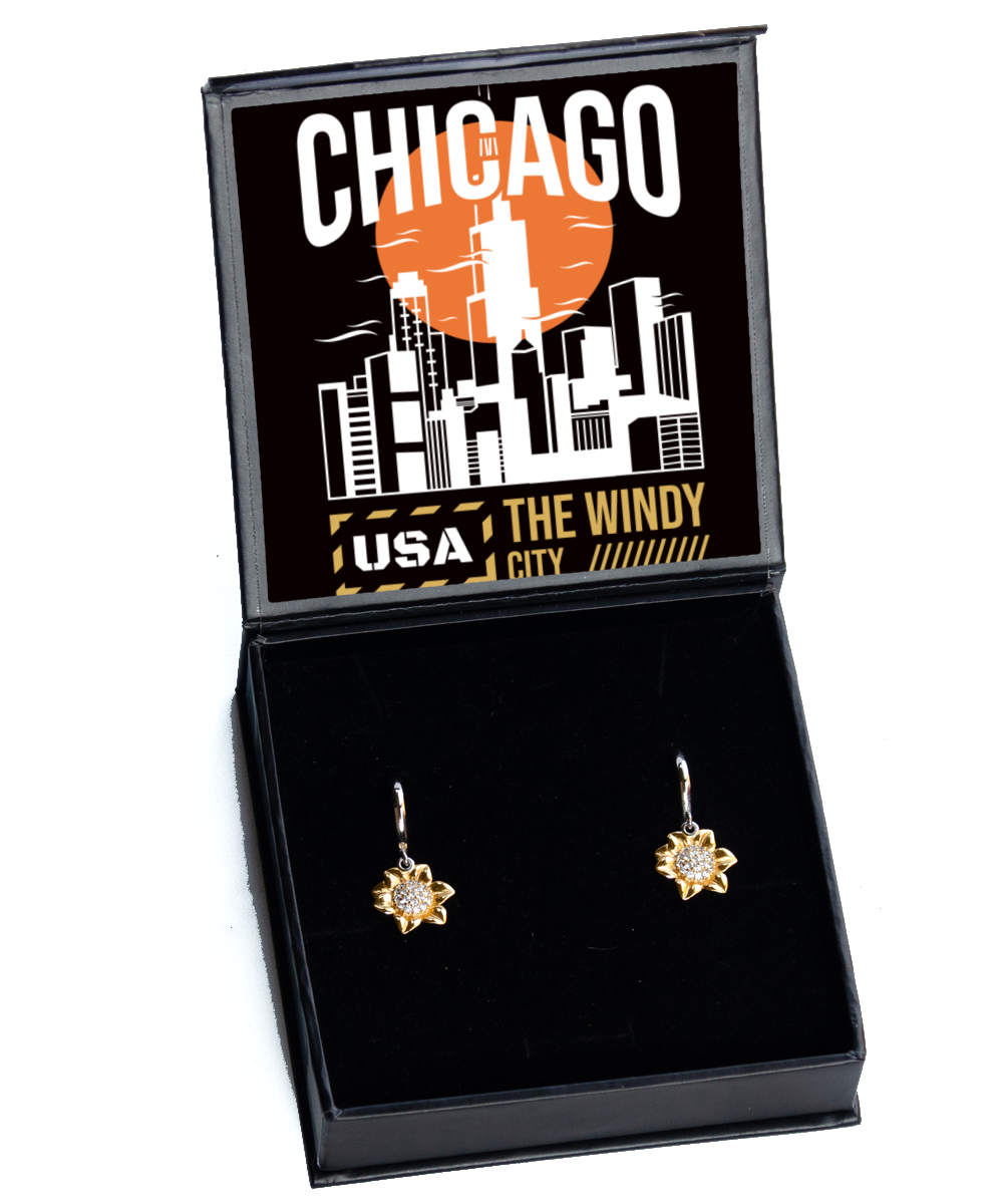Chicago,  Sunflower Earrings. Model 60083