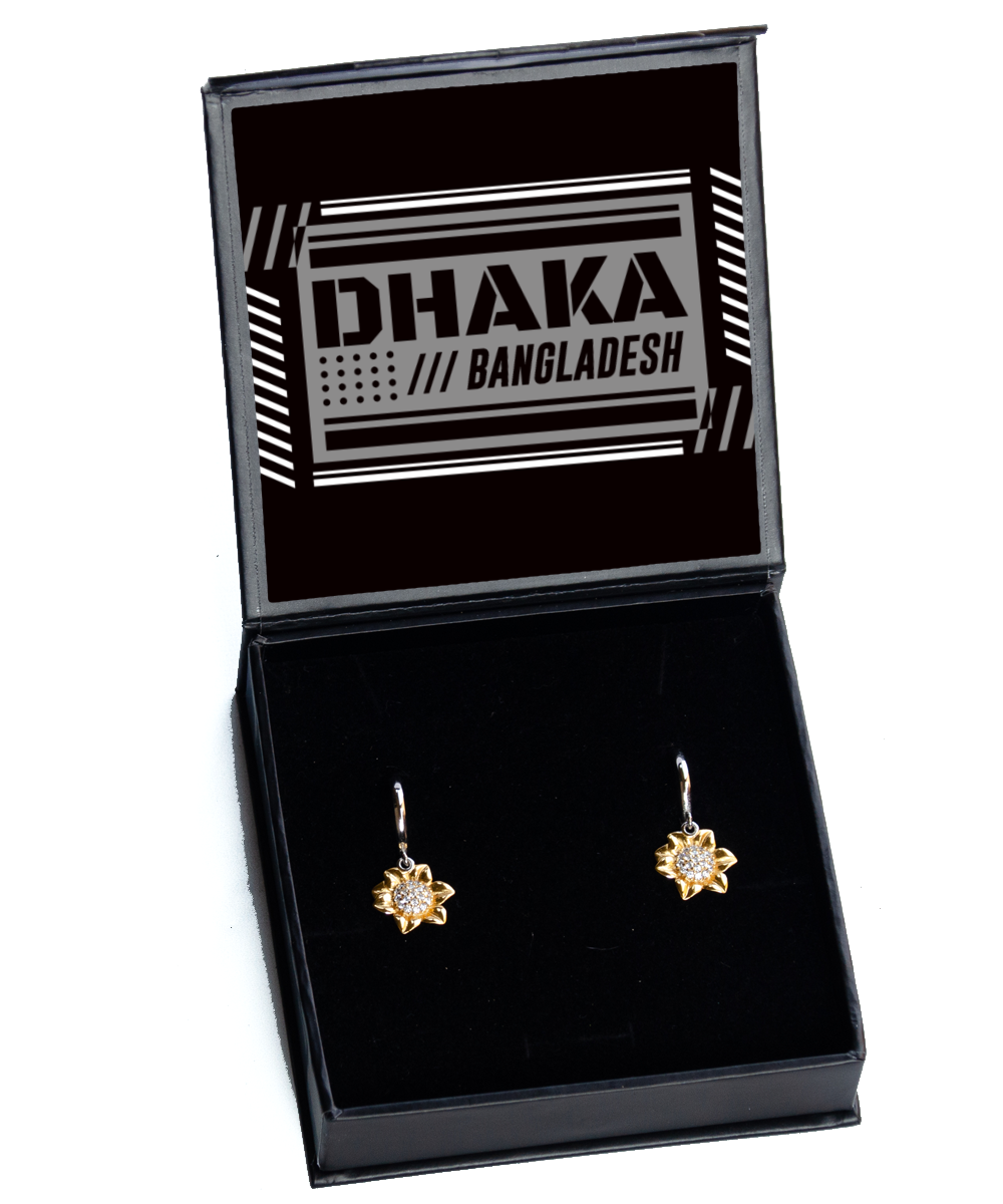 Dhaka,  Sunflower Earrings. Model 60083