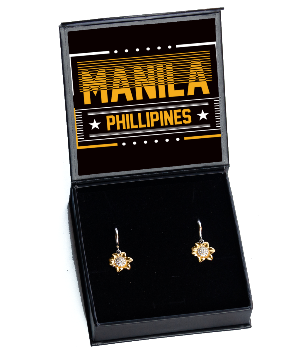Manila,  Sunflower Earrings. Model 60083