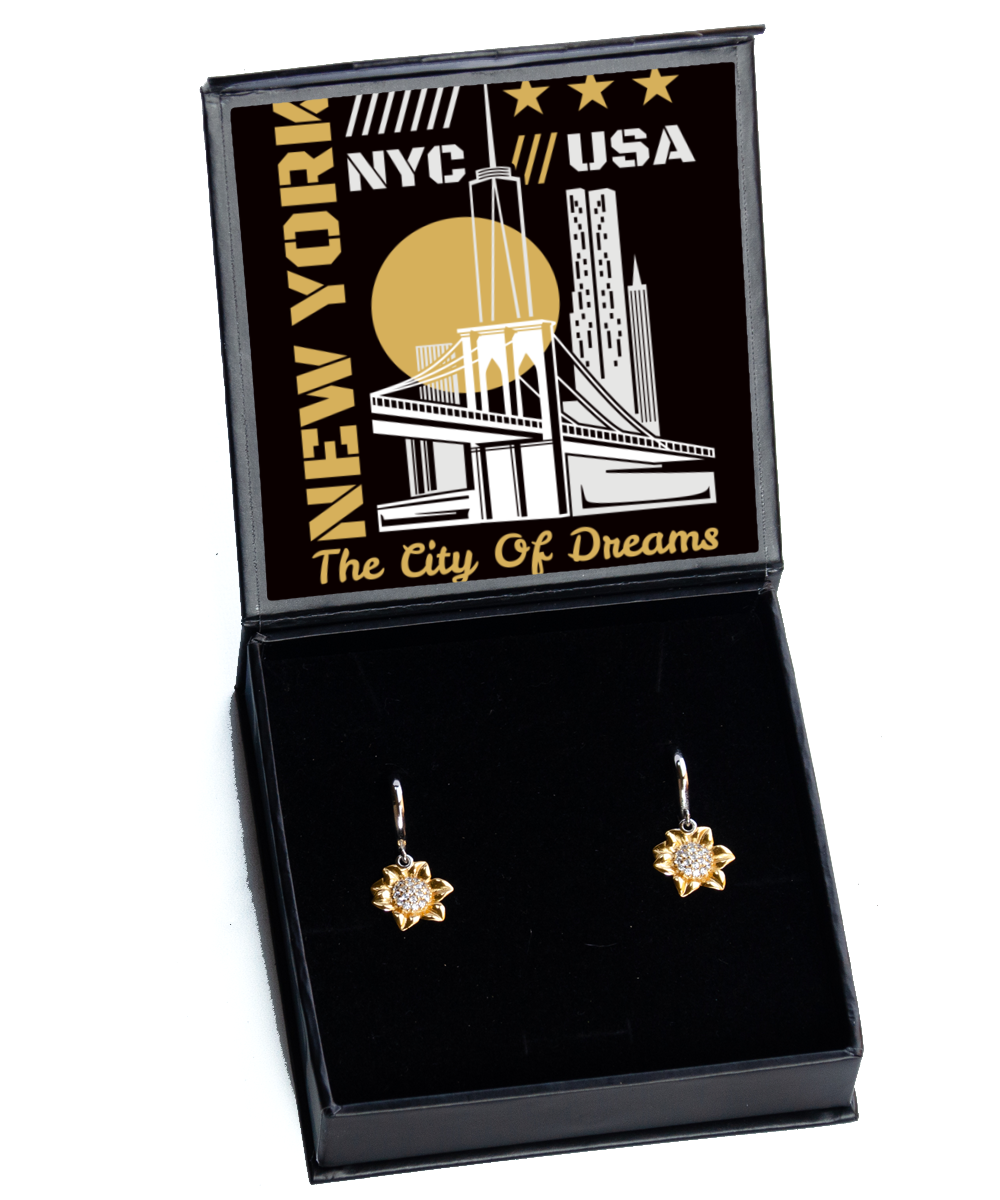 New York,  Sunflower Earrings. Model 60083
