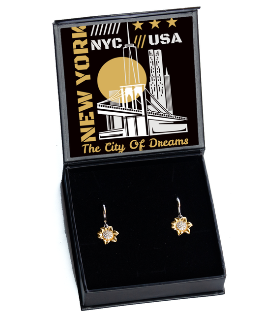New York,  Sunflower Earrings. Model 60083
