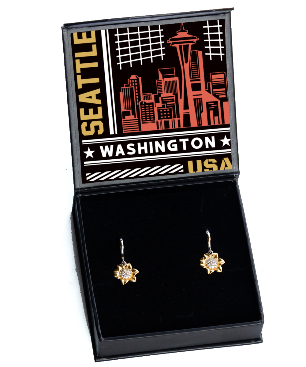 Seattle,  Sunflower Earrings. Model 60083
