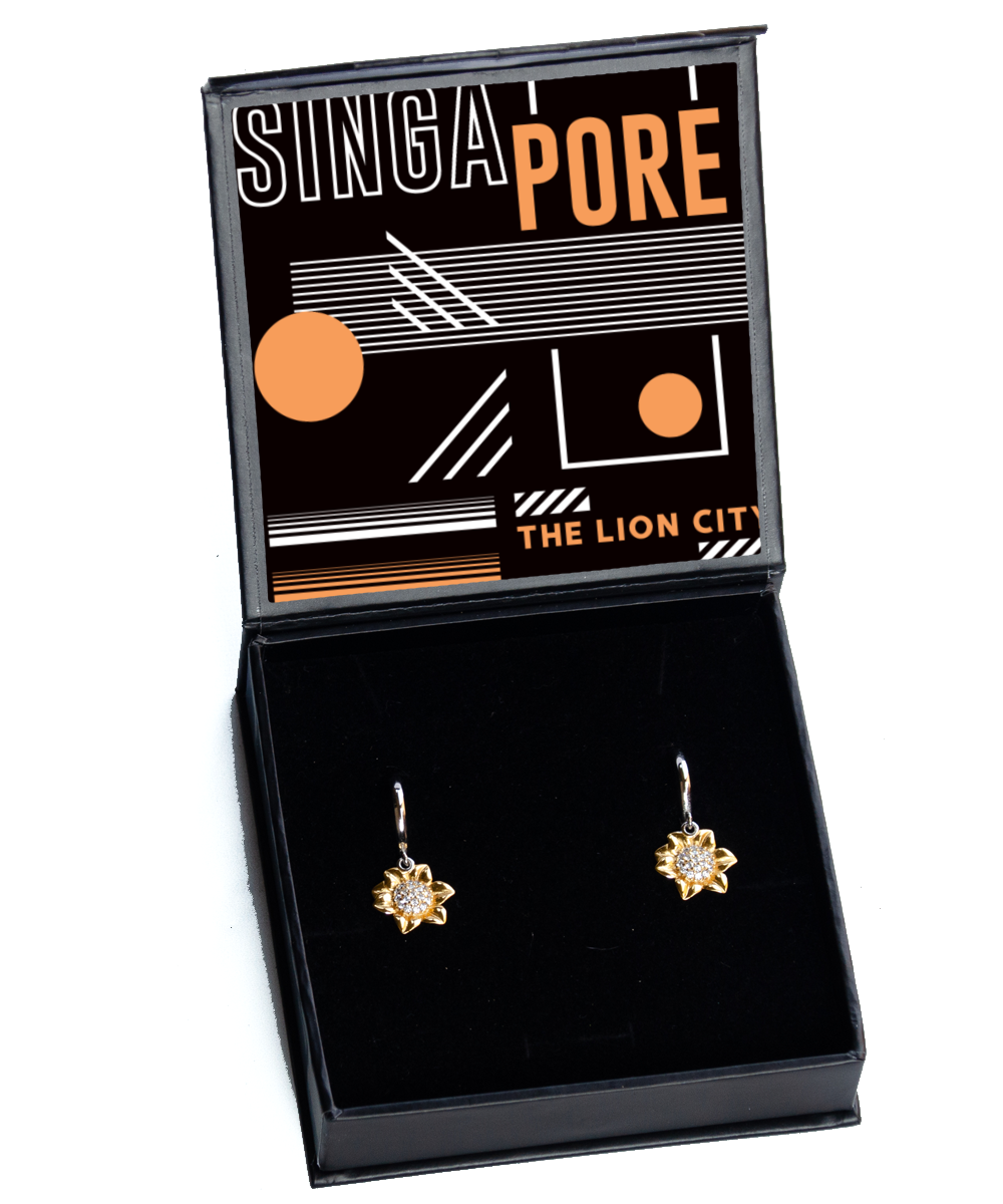 Singapore,  Sunflower Earrings. Model 60083