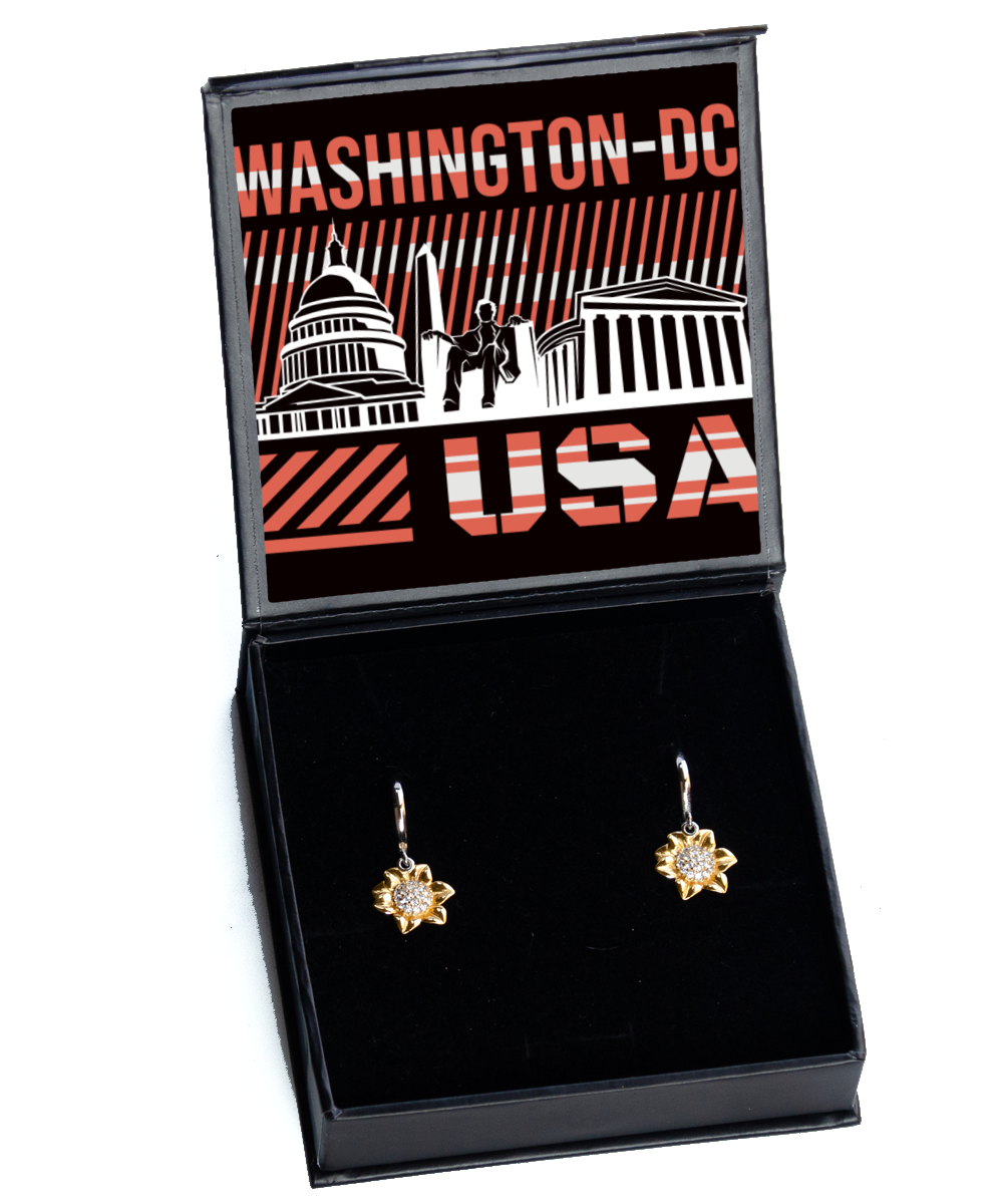Washington DC,  Sunflower Earrings. Model 60083