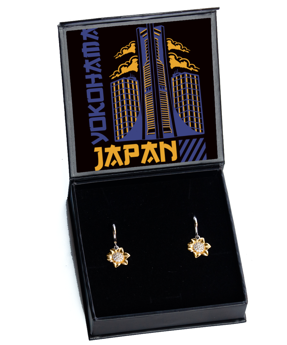 Yokohama,  Sunflower Earrings. Model 60083