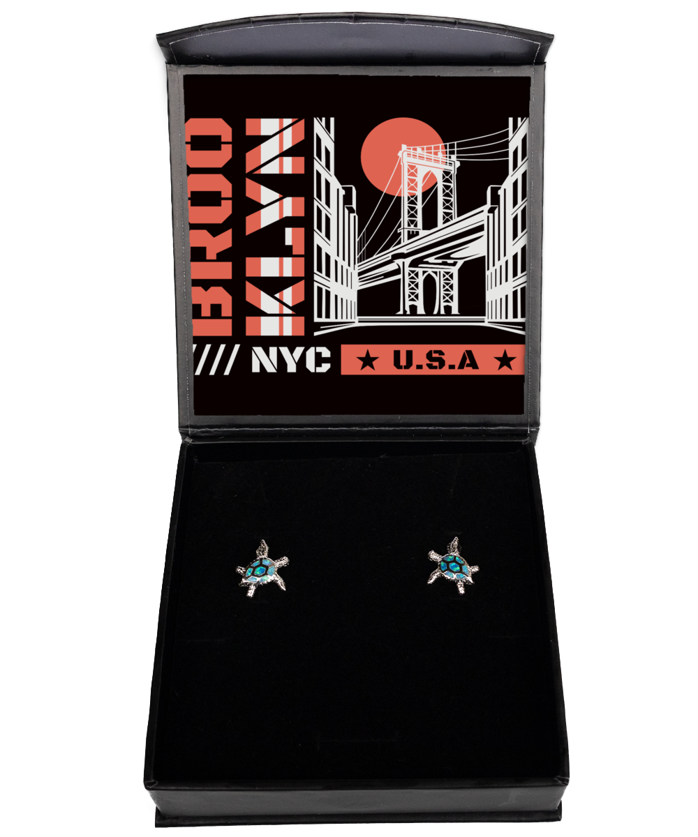 Brooklyn,  Opal Turtle Earrings. Model 60083