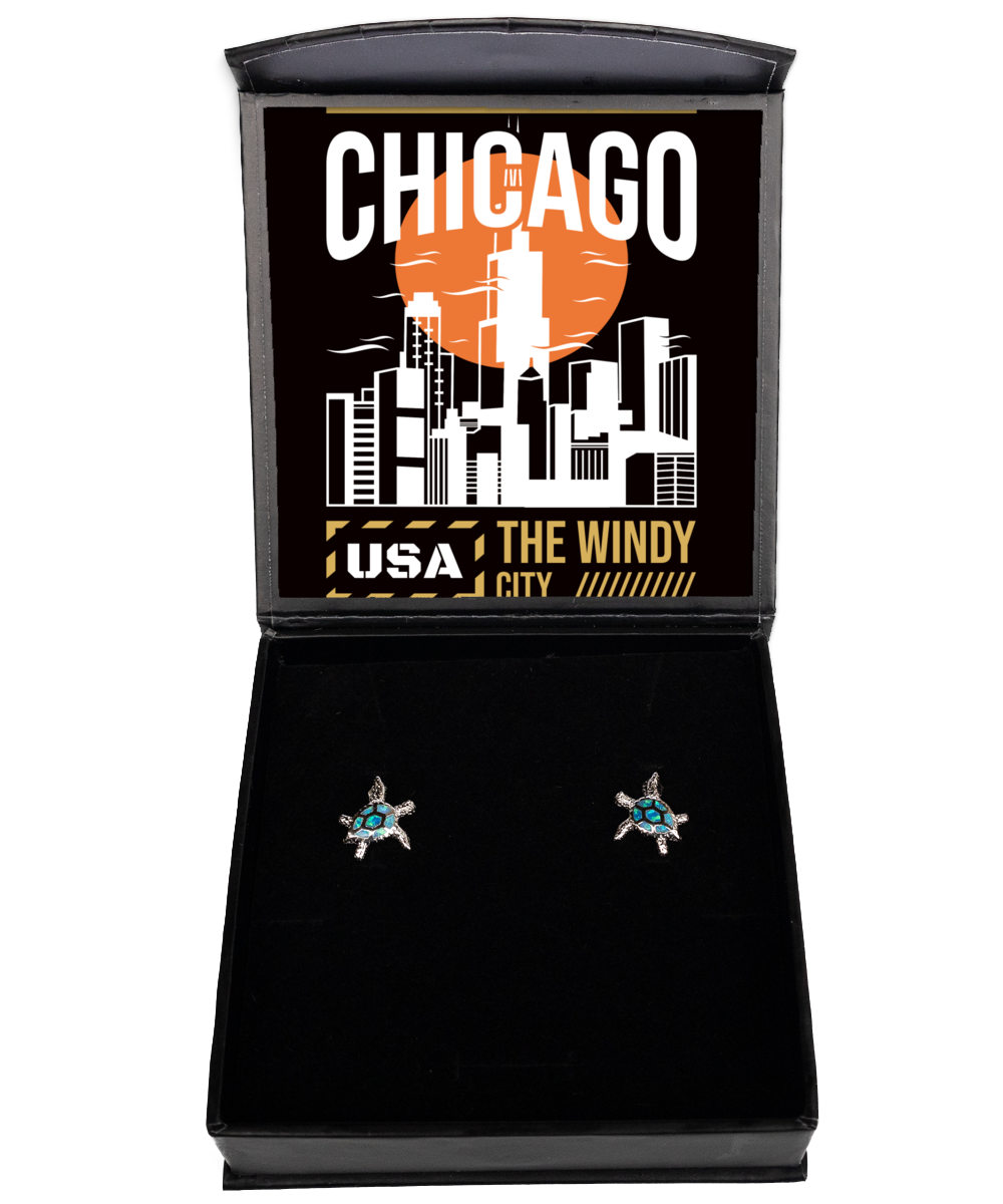 Chicago,  Opal Turtle Earrings. Model 60083