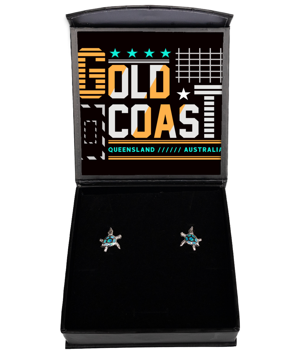 Gold Coast,  Opal Turtle Earrings. Model 60083