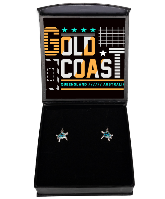 Gold Coast,  Opal Turtle Earrings. Model 60083