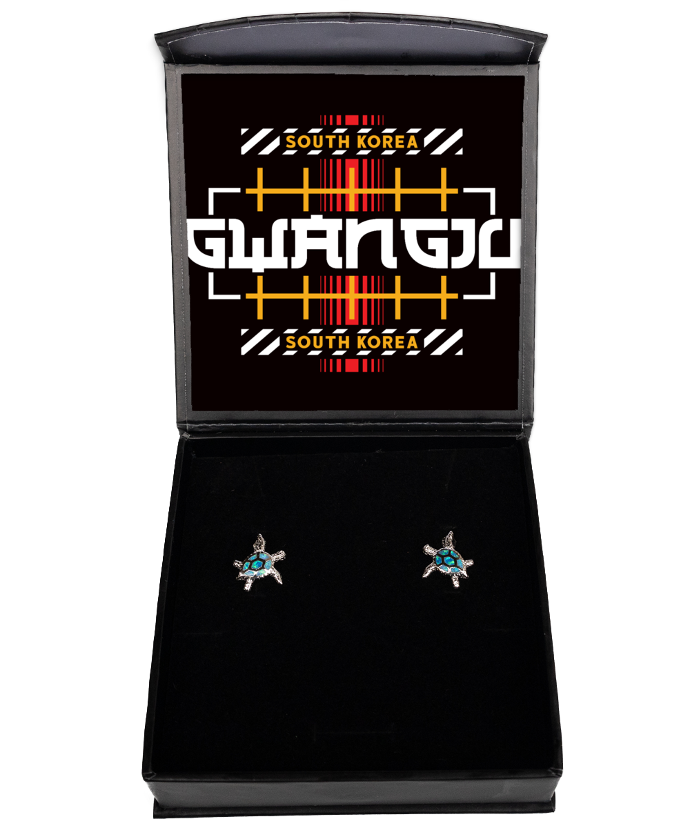 Gwangju,  Opal Turtle Earrings. Model 60083