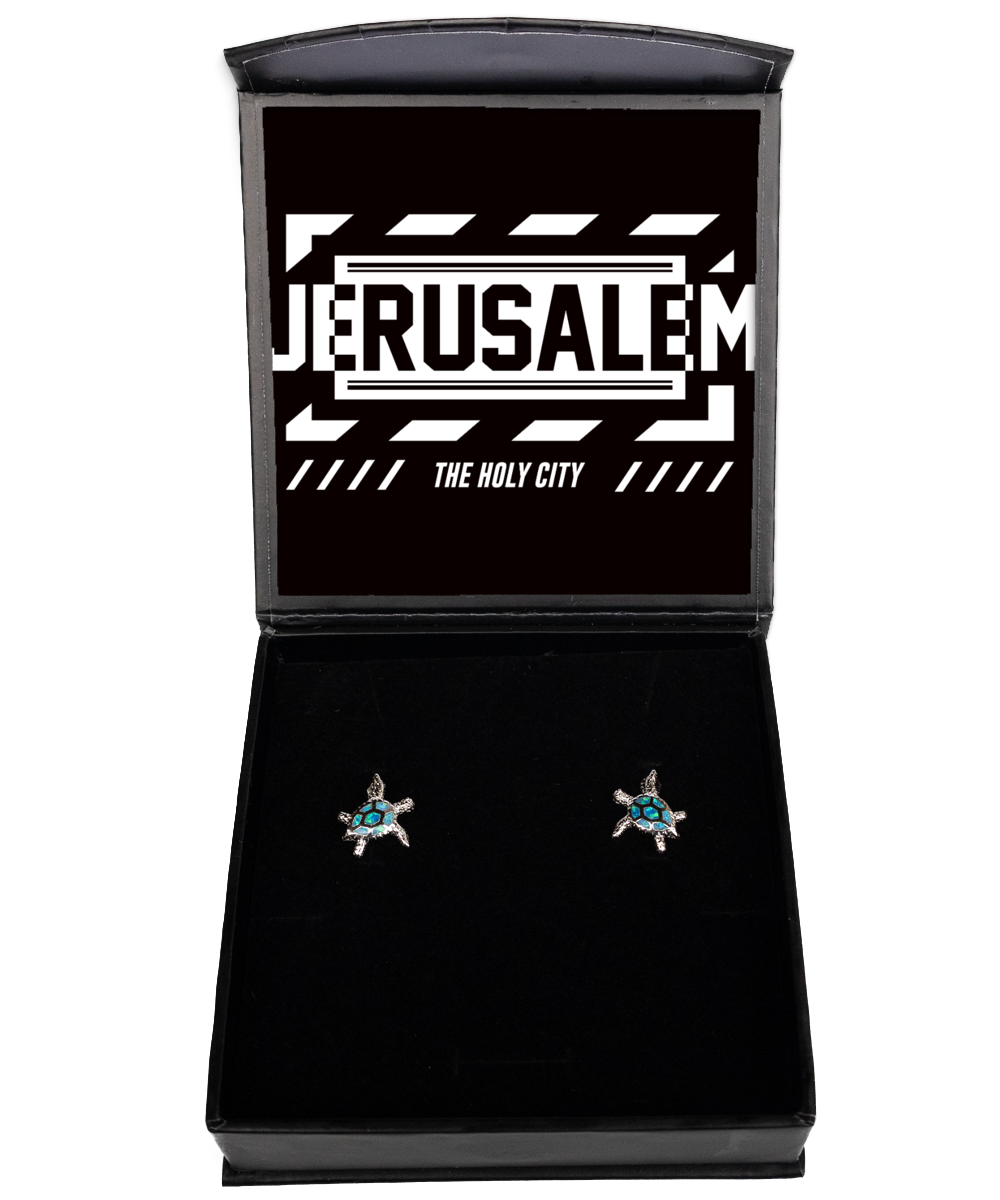 Jerusalem,  Opal Turtle Earrings. Model 60083