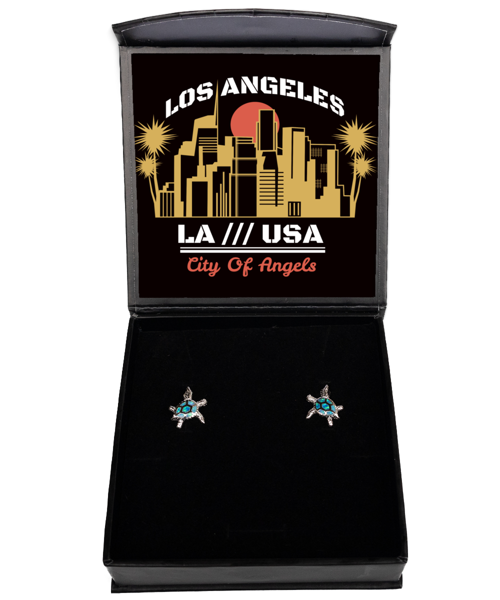 Los Angeles,  Opal Turtle Earrings. Model 60083