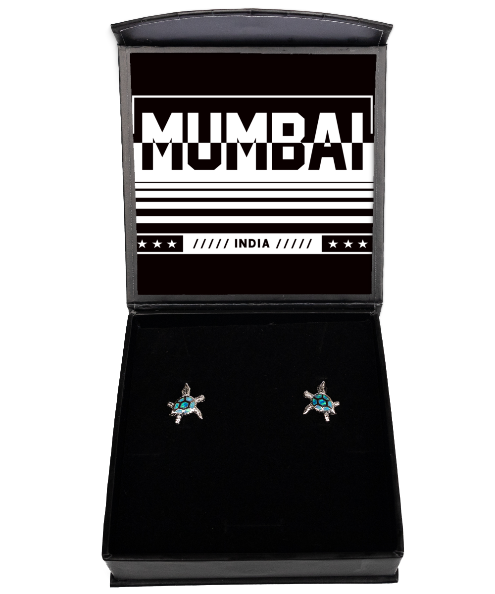 Mumbai,  Opal Turtle Earrings. Model 60083