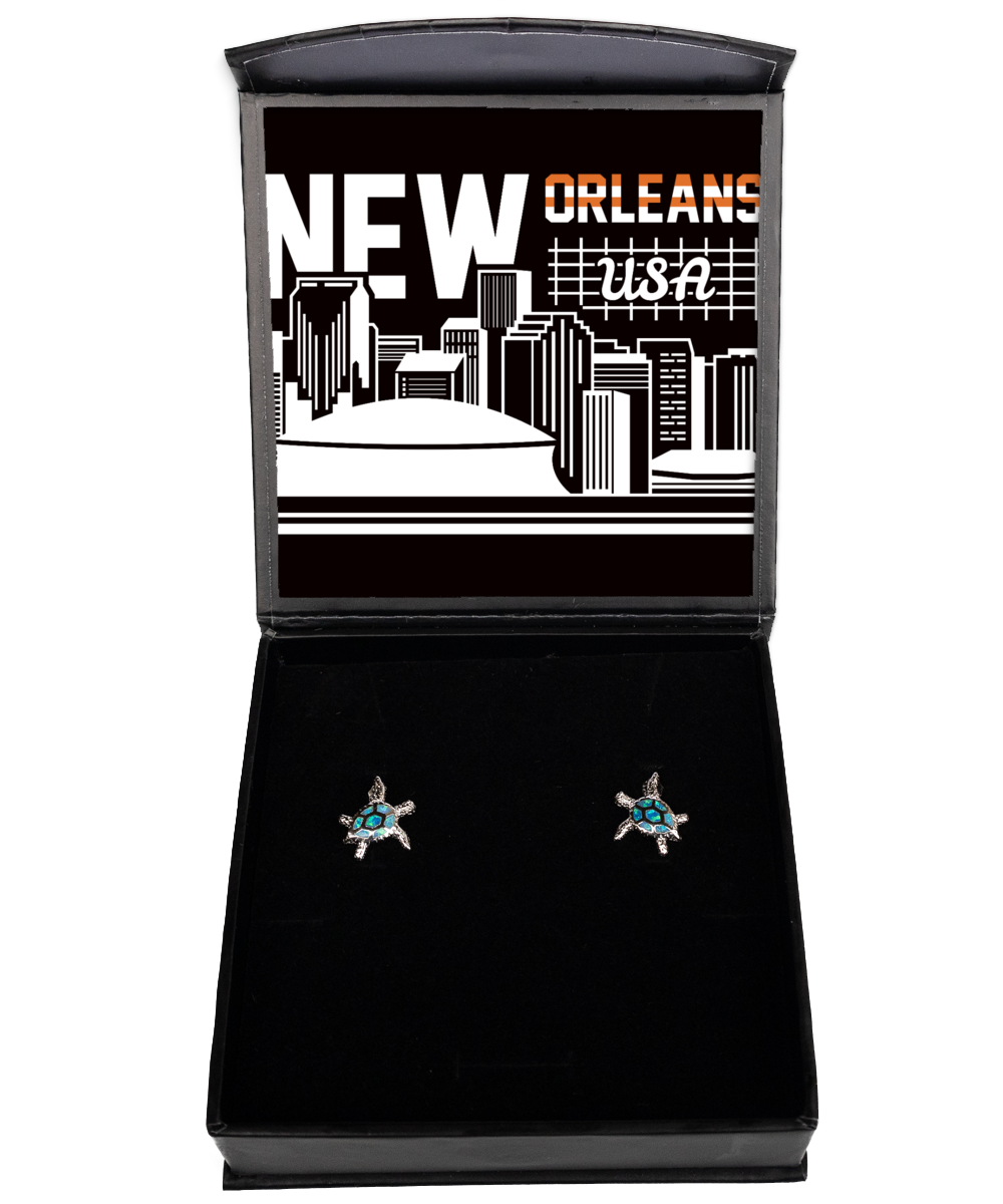 New Orleans,  Opal Turtle Earrings. Model 60083