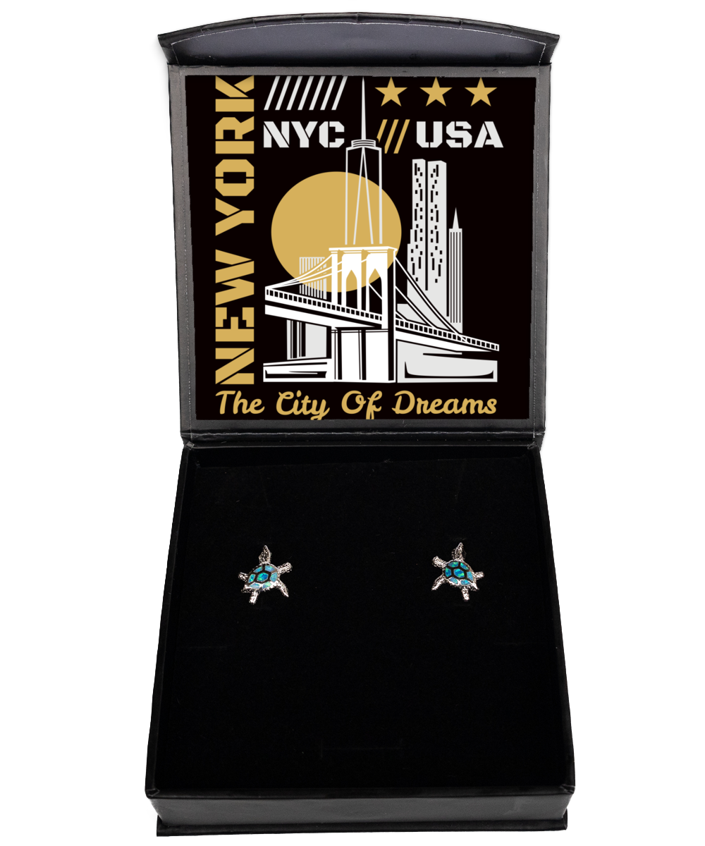 New York,  Opal Turtle Earrings. Model 60083