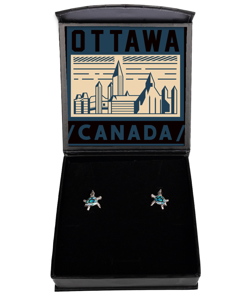 Ottawa,  Opal Turtle Earrings. Model 60083