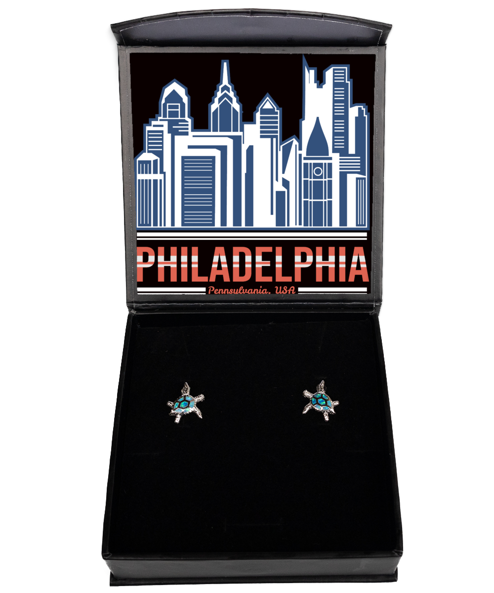 Philadelphia,  Opal Turtle Earrings. Model 60083