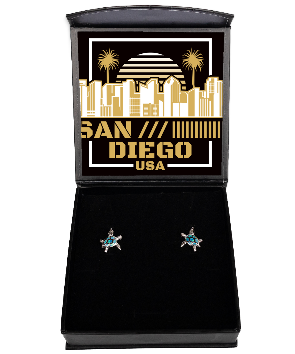 San Diego,  Opal Turtle Earrings. Model 60083