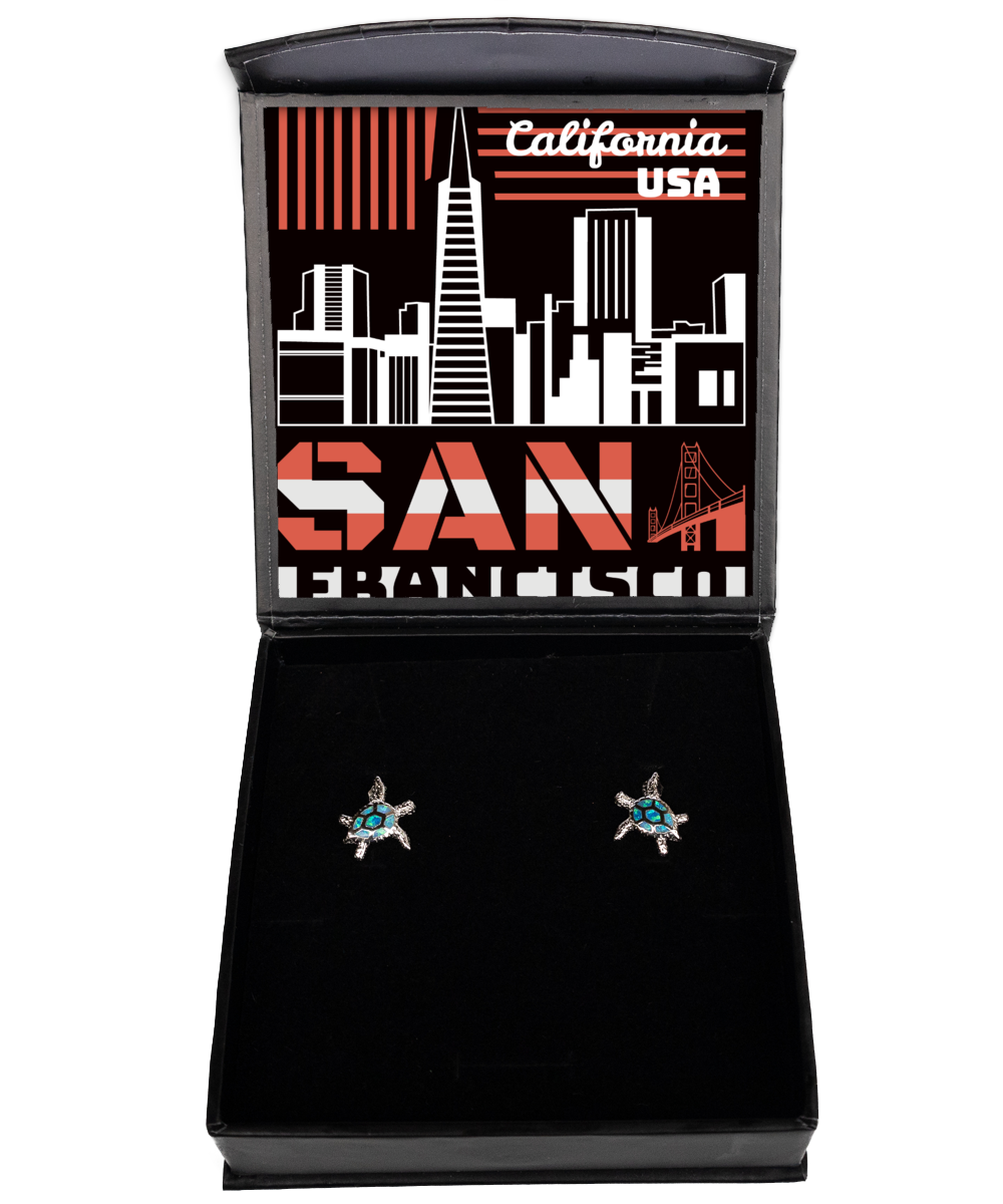 San Francisco,  Opal Turtle Earrings. Model 60083