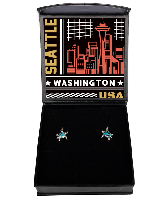 Seattle,  Opal Turtle Earrings. Model 60083