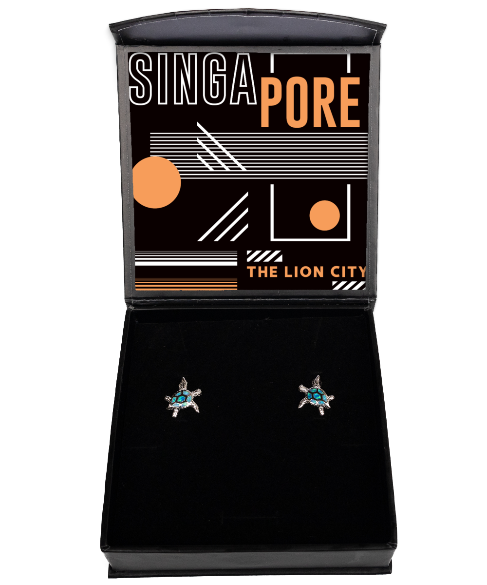 Singapore,  Opal Turtle Earrings. Model 60083