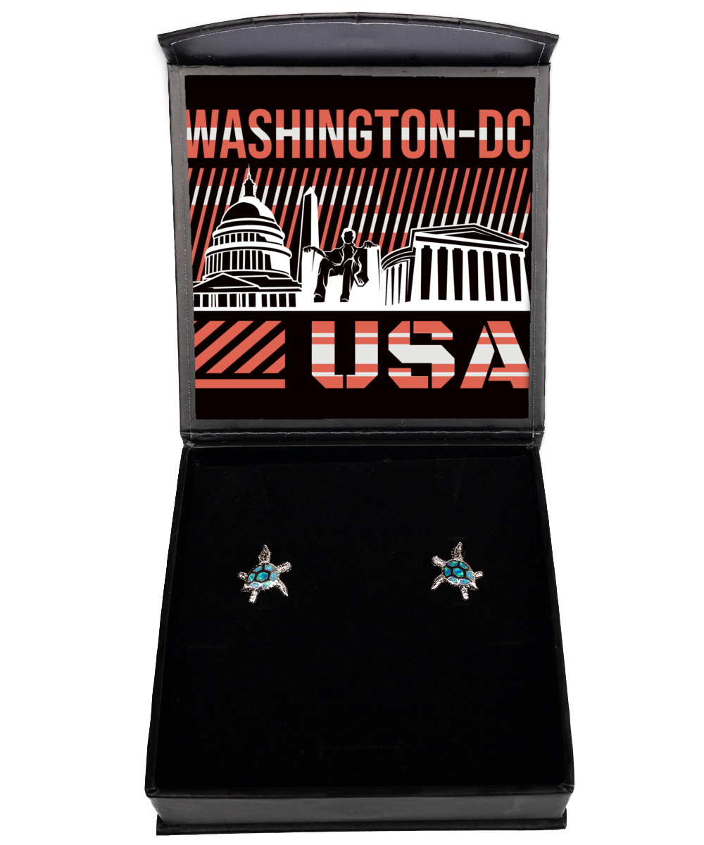 Washington DC,  Opal Turtle Earrings. Model 60083