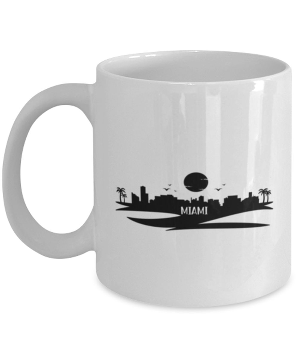 Miami Skyline silhouette, white Coffee Mug, Coffee Cup 11oz. Model 60087