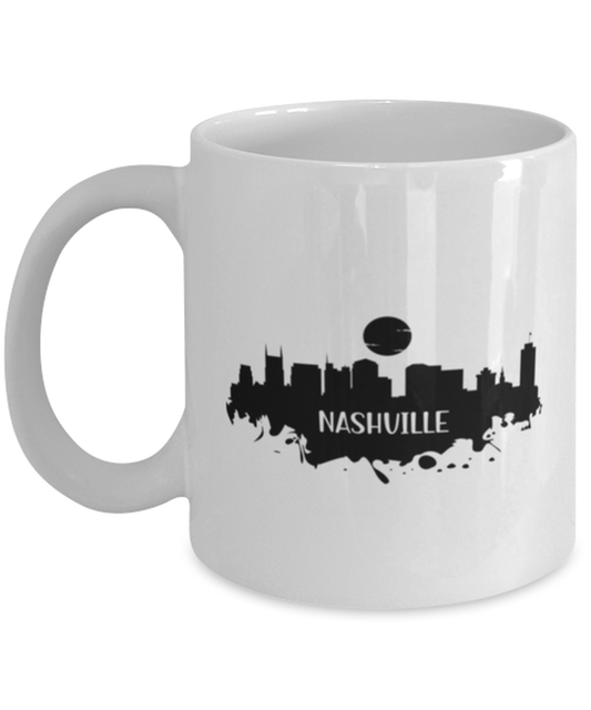 Nashville Skyline silhouette, white Coffee Mug, Coffee Cup 11oz. Model 60087