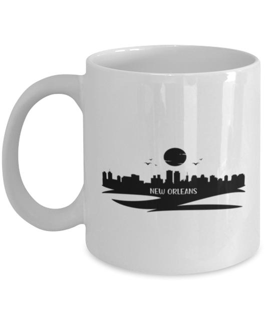 New Orleans Skyline silhouette, white Coffee Mug, Coffee Cup 11oz. Model 60087