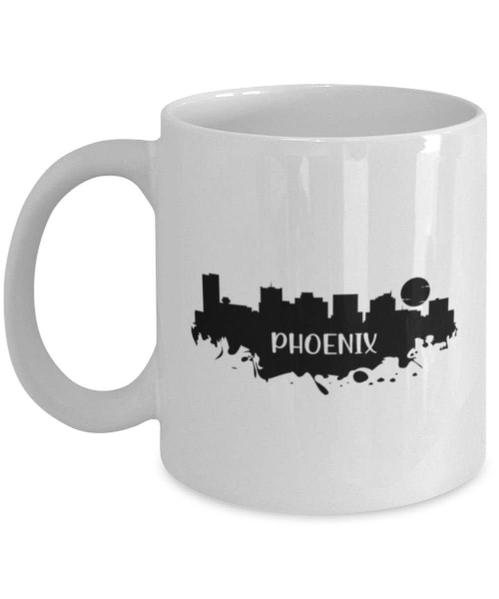 Phoenix Skyline silhouette, white Coffee Mug, Coffee Cup 11oz. Model 60087