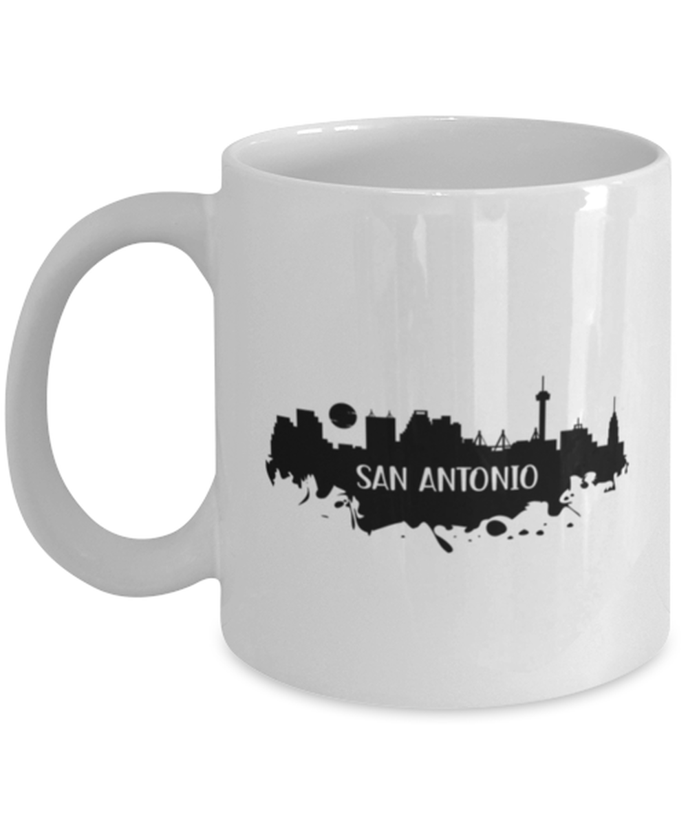 San Antonio Skyline silhouette, white Coffee Mug, Coffee Cup 11oz. Model 60087
