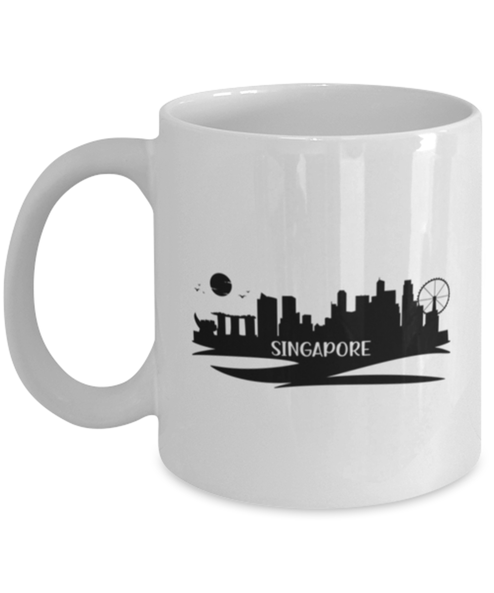 Singapore Skyline silhouette, white Coffee Mug, Coffee Cup 11oz. Model 60087