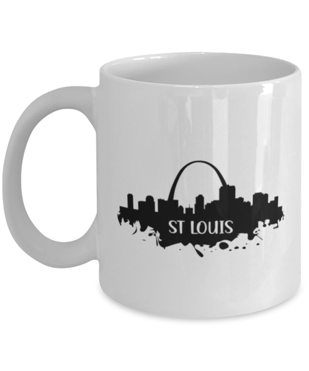 St Louis Skyline silhouette, white Coffee Mug, Coffee Cup 11oz. Model 60087