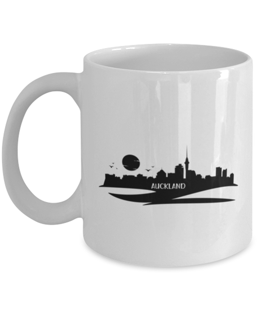 Auckland Skyline Silhouette, white Coffee Mug, Coffee Cup 11oz. Model 60087