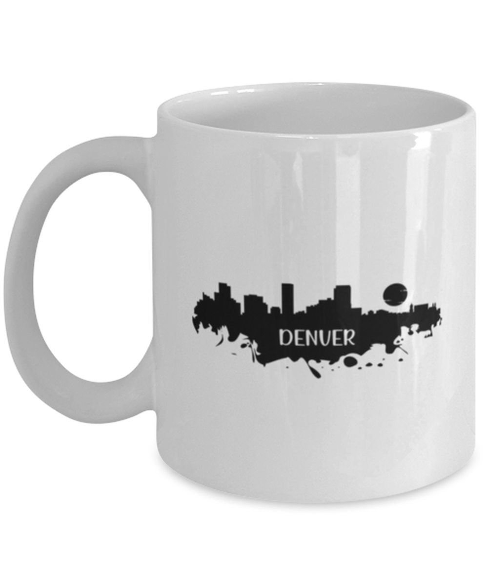 Denver Skyline silhouette, white Coffee Mug, Coffee Cup 11oz. Model 60087