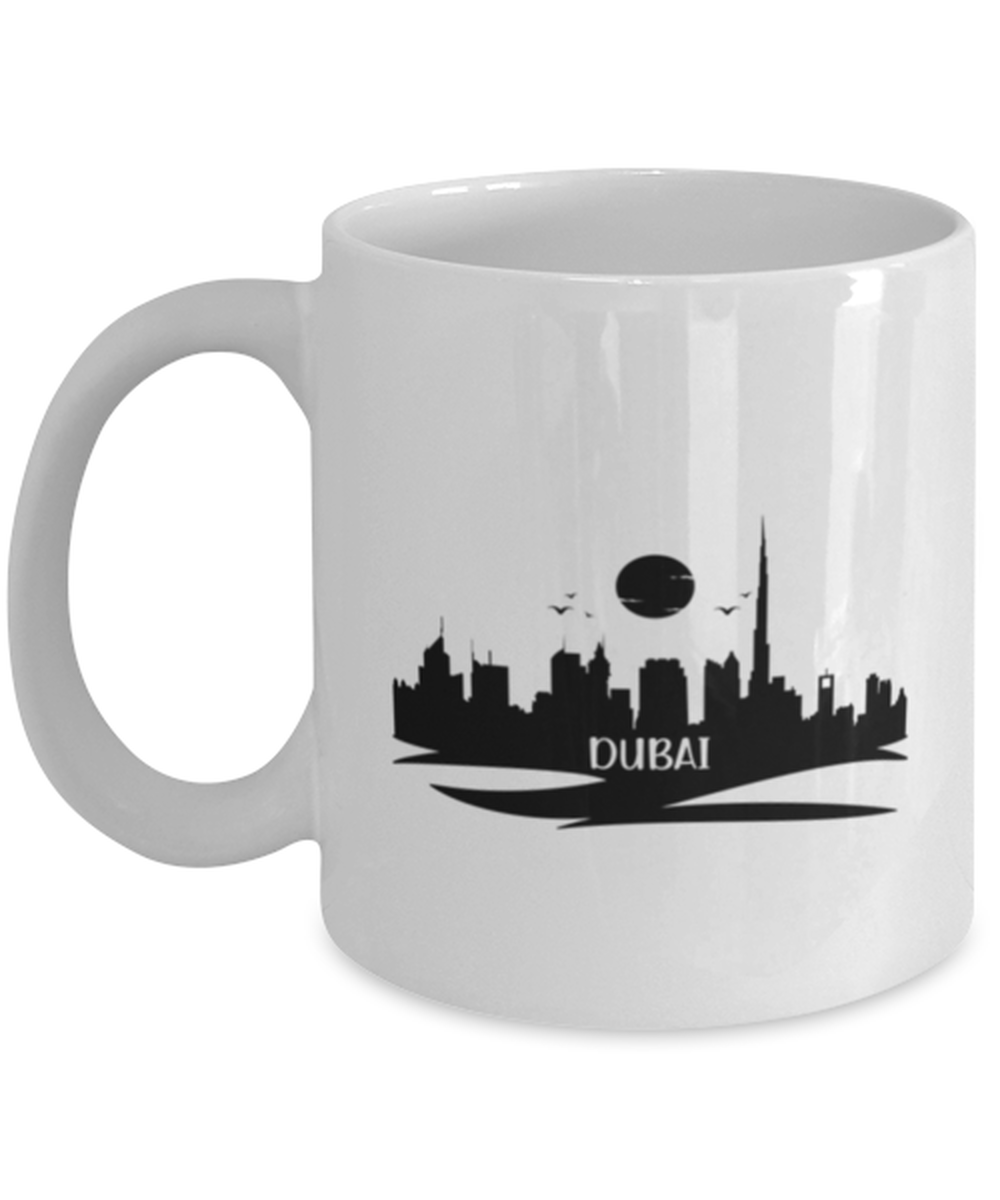 Dubai Skyline silhouette, white Coffee Mug, Coffee Cup 11oz. Model 60087