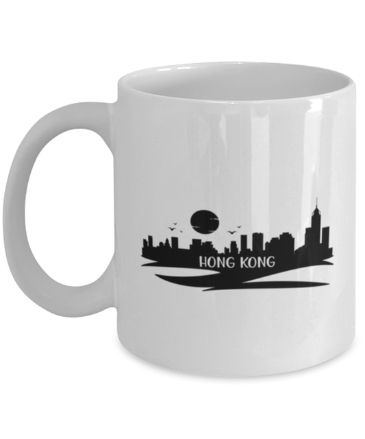 Hong Kong Skyline silhouette, white Coffee Mug, Coffee Cup 11oz. Model 60087