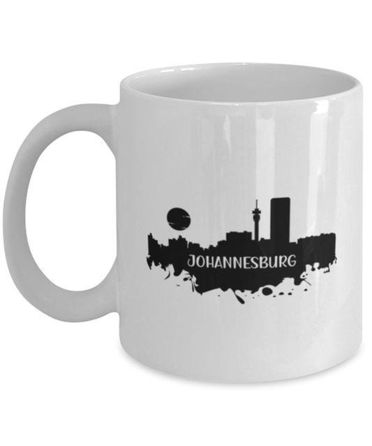 Johannesburg Skyline silhouette, white Coffee Mug, Coffee Cup 11oz. Model 60087