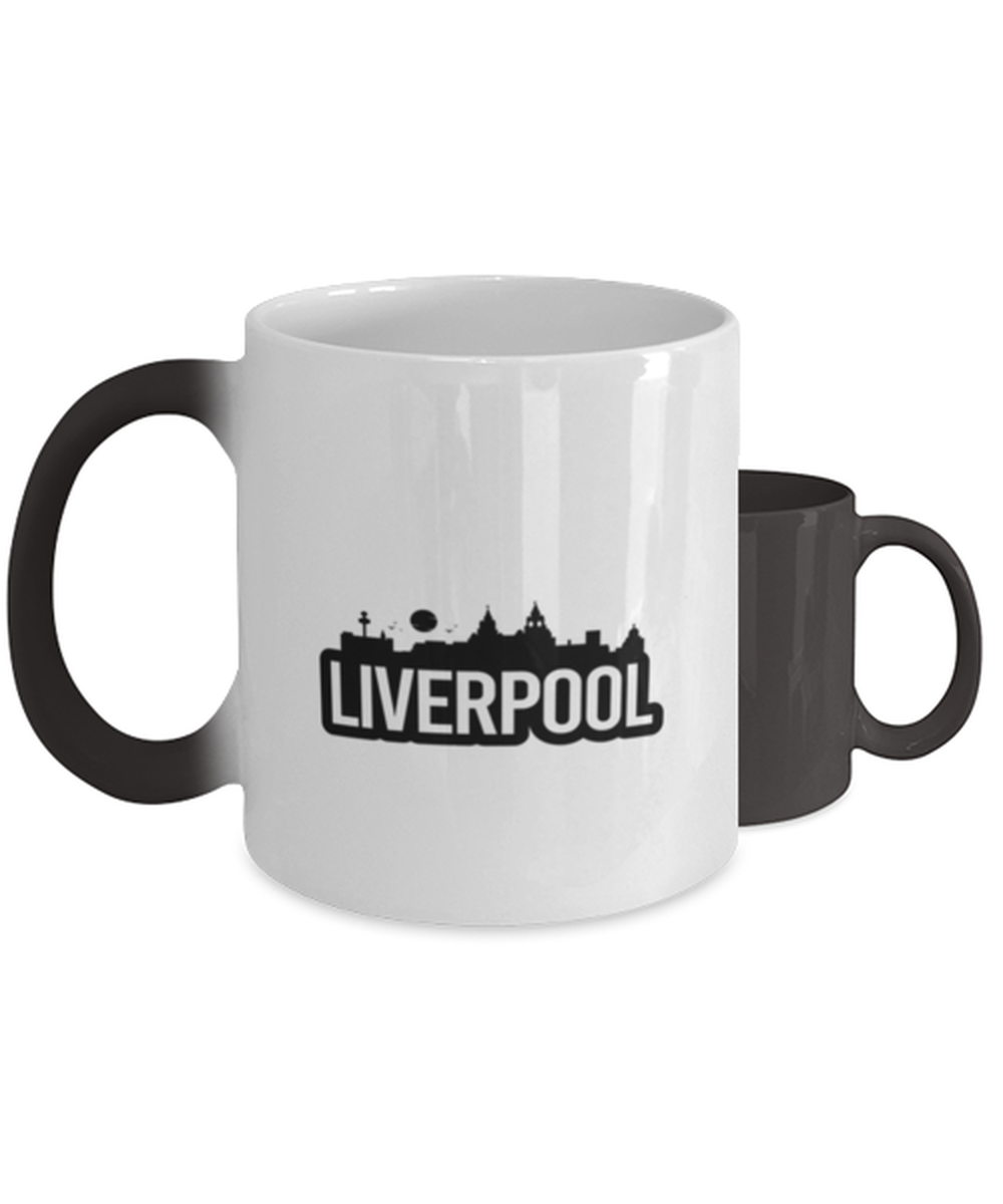 Liverpool Bold Skyline,  Heat Sensitive Color Changing Coffee Mug, Magic Coffee Cup. Model 60087