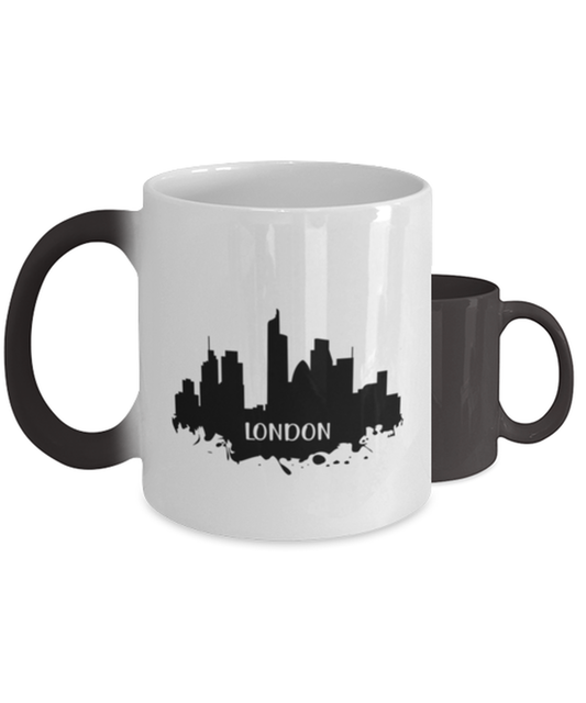 London Skyline silhouette,  Heat Sensitive Color Changing Coffee Mug, Magic Coffee Cup. Model 60087