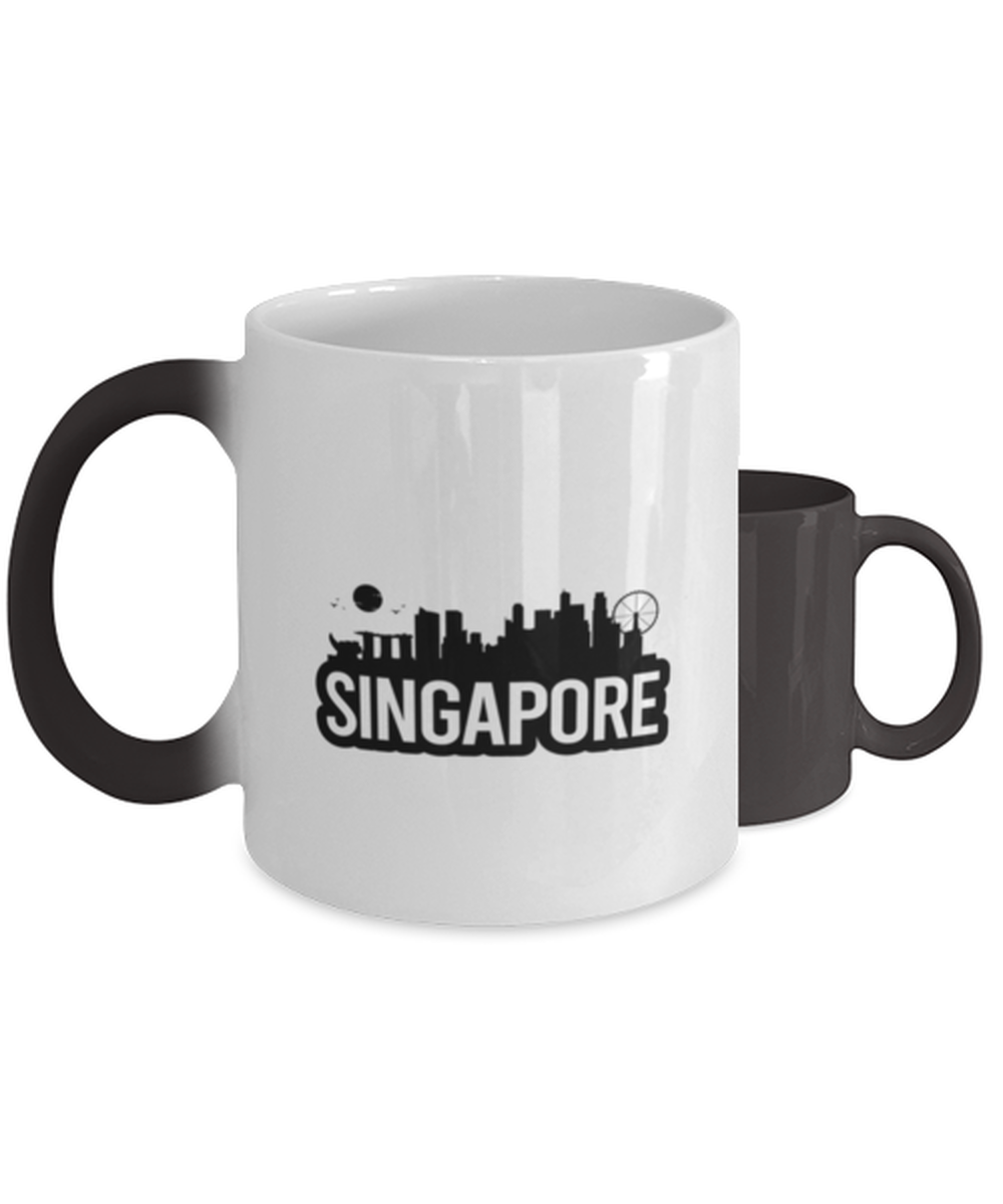 Singapore Bold Skyline,  Heat Sensitive Color Changing Coffee Mug, Magic Coffee Cup. Model 60087