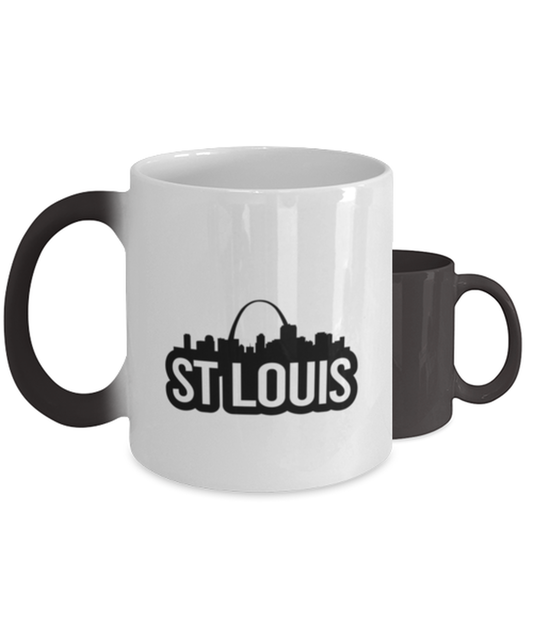 St Louis Bold Skyline,  Heat Sensitive Color Changing Coffee Mug, Magic Coffee Cup. Model 60087