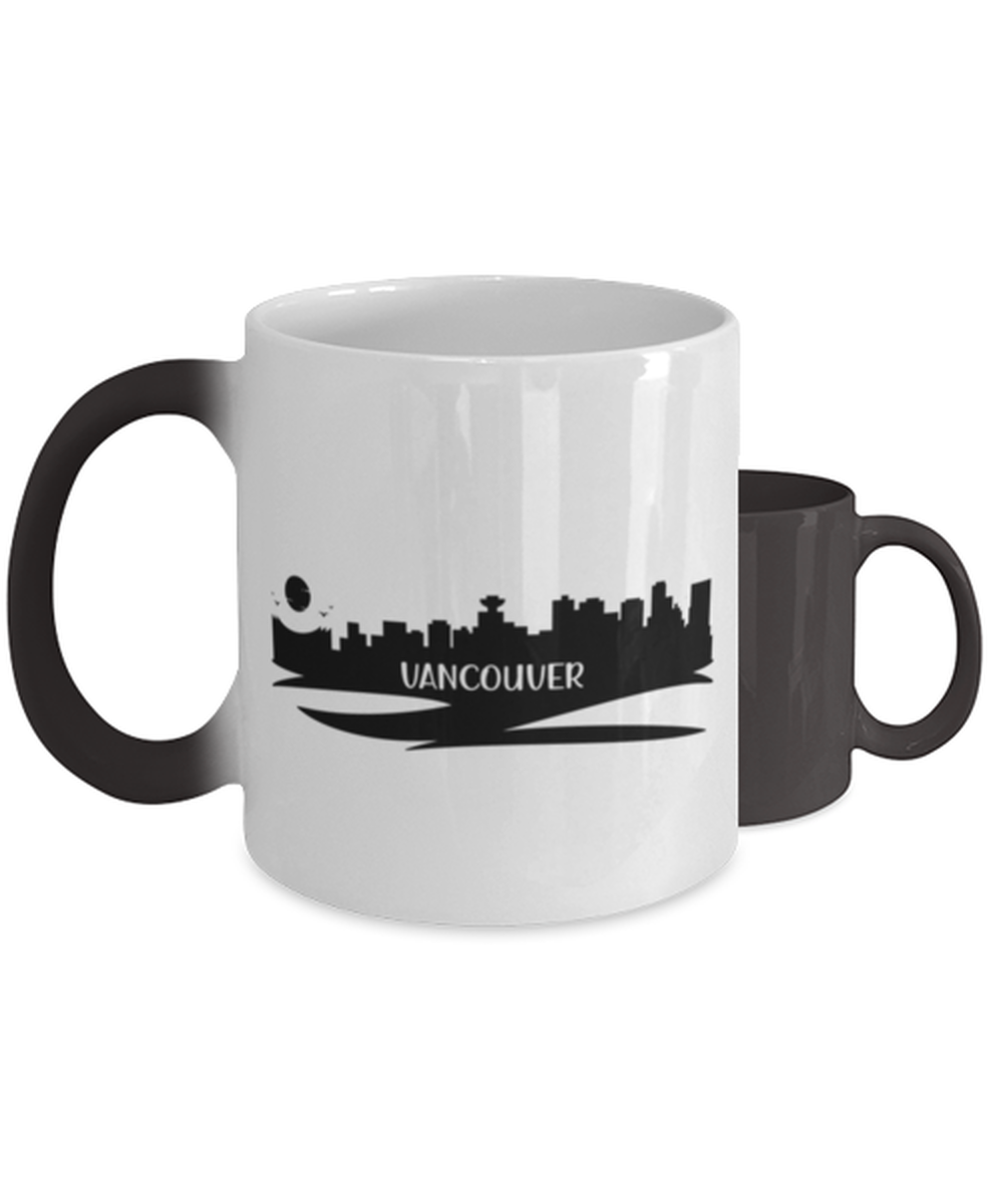 Vancouver Skyline silhouette,  Heat Sensitive Color Changing Coffee Mug, Magic Coffee Cup. Model 60087