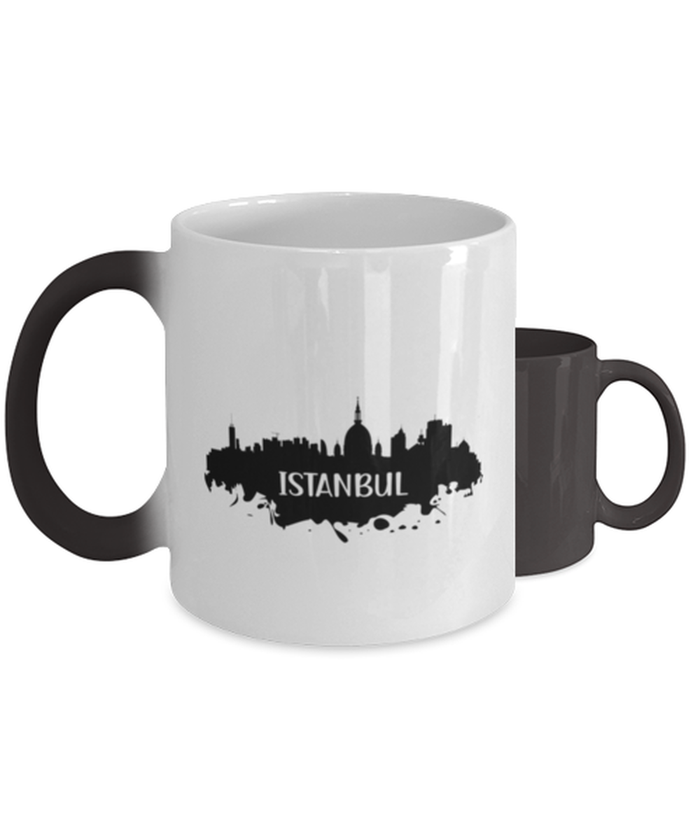 Istanbul Skyline silhouette,  Heat Sensitive Color Changing Coffee Mug, Magic Coffee Cup. Model 60087