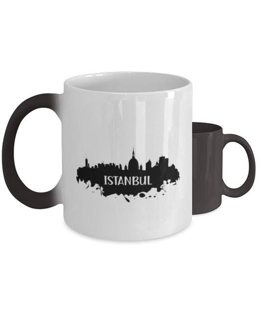 Istanbul Skyline silhouette,  Heat Sensitive Color Changing Coffee Mug, Magic Coffee Cup. Model 60087