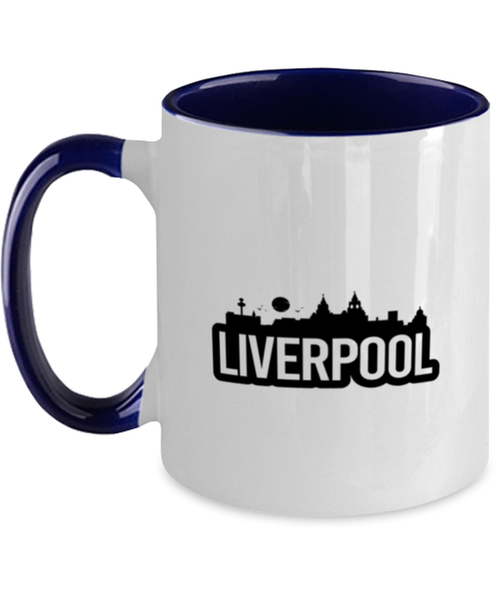 Liverpool Bold Skyline, navy Two Tone Coffee Mug. Model 60087