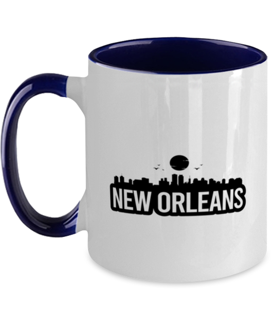 New Orleans Bold Skyline, navy Two Tone Coffee Mug. Model 60087