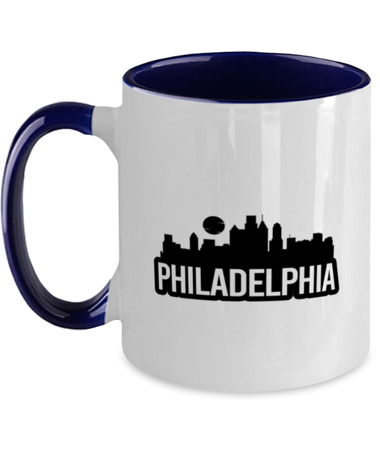 Philadelphia Bold Skyline, navy Two Tone Coffee Mug. Model 60087