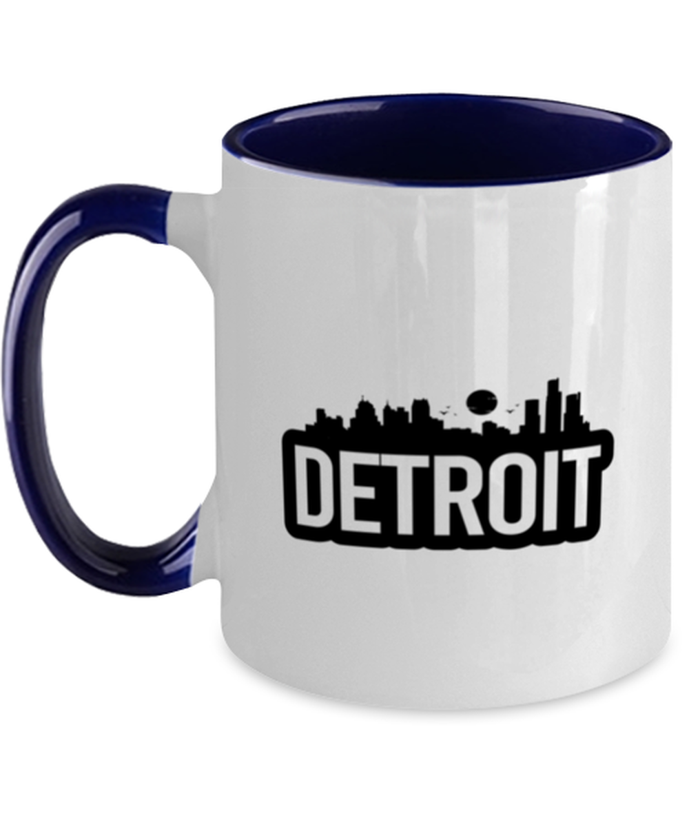 Detroit Bold Skyline, navy Two Tone Coffee Mug. Model 60087